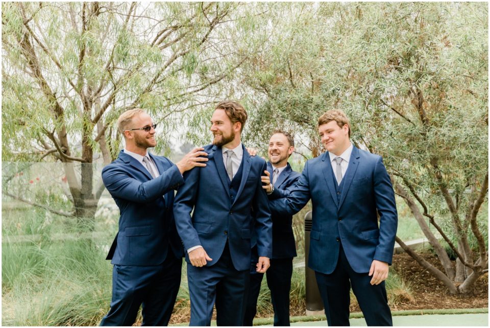 groom and groomsmen blue suit photo | Ole Hanson Beach Club San Clemente Wedding Photographer | © Kristine Marie Photography