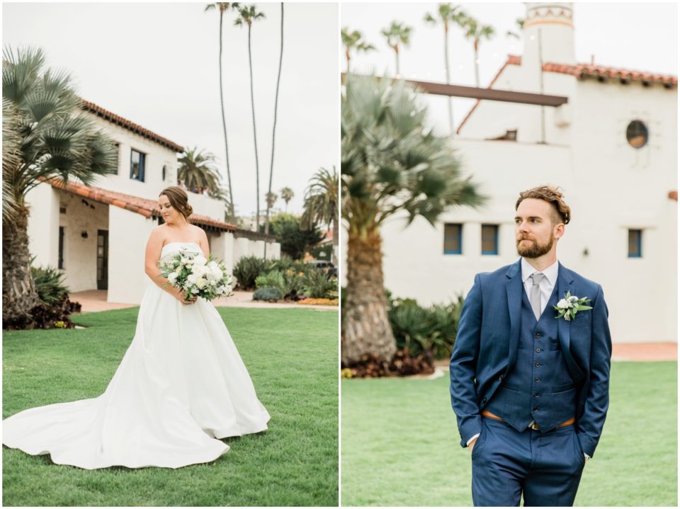 solo portraits of bride and groom photo | Ole Hanson Beach Club San Clemente Wedding Photographer | © Kristine Marie Photography