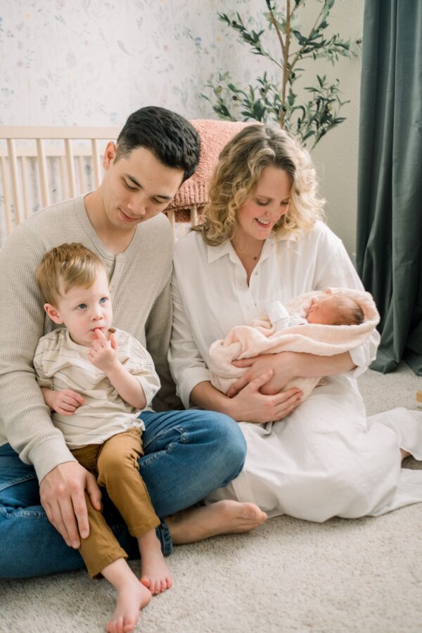 family with newborn at home | San Diego lifestyle newborn family photographer